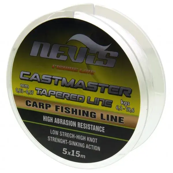 Snelle Levering Nevis Castmaster Tapered Line monofil zsinór 5x15m 0.23-0.57mm