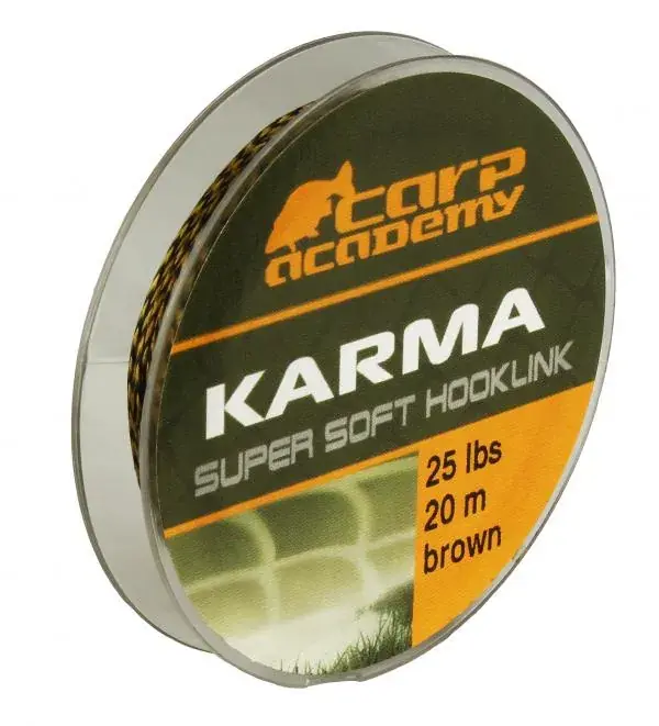 Gecertificeerd Carp Academy Karma Hooklink 20m 15lb Brown fonott előke zsinór