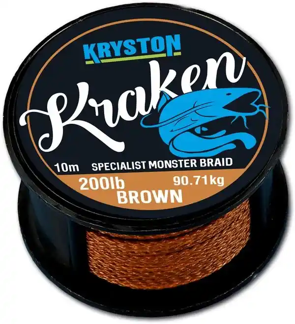 Laatste Versie Kryston Kraken Monster Braid 200Lbs 10m Brown fonott előkezsinór