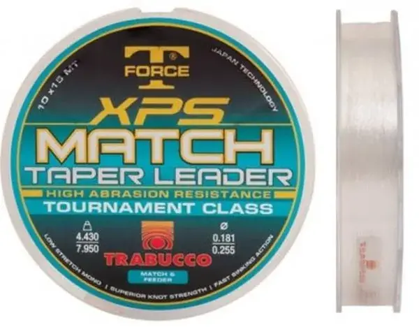 Seizoensaanbieding Trabucco TF XPS MATCH TAPER LEADER 10db 15m 016/022,monofil távdobó előke