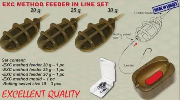 Extra Carp Method feeder inline-kosár szett + töltő,forgók. Superprijs