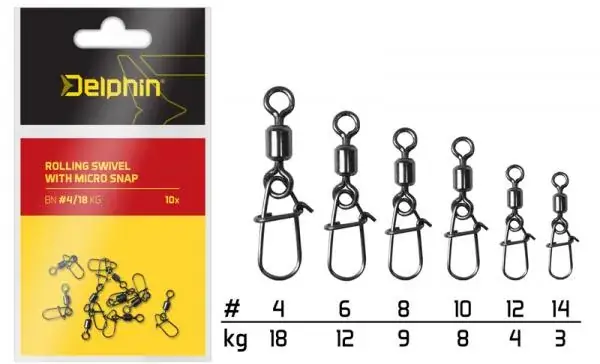 Superprijs Rolling swivel with micro snap / 10db-14/3kg