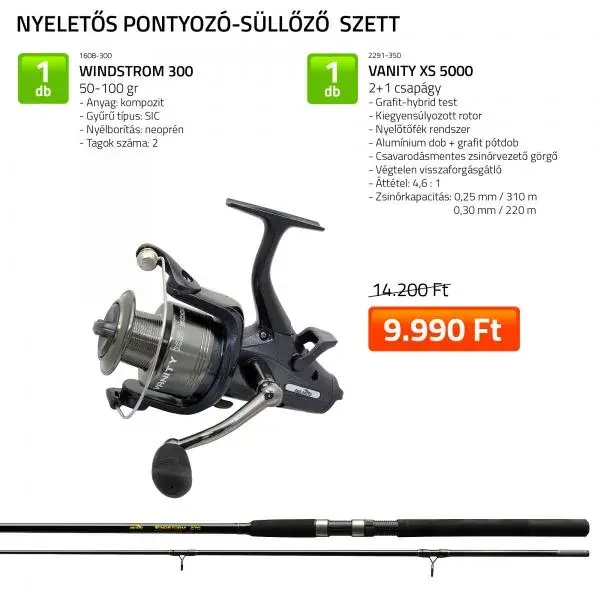 NEVIS Nyeletős pontyozó-süllőző 300 cm pontyozó szett Op = Op