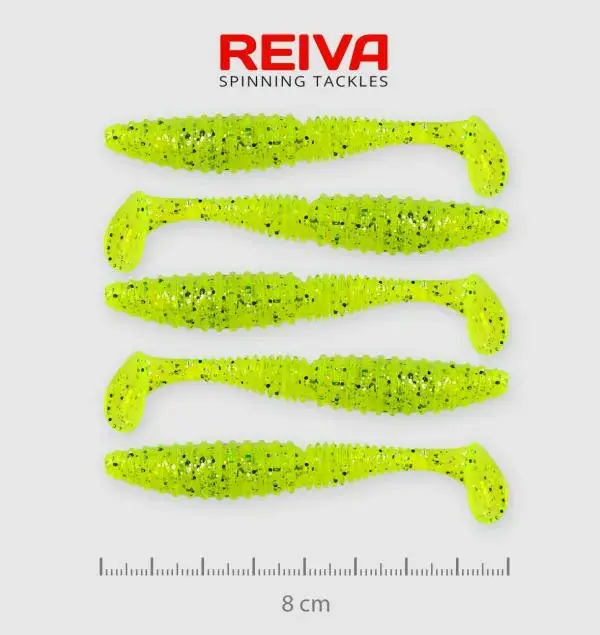 Zander Power Shad 8cm 5db/cs /Neonzöld-Flitter/ Betaalbaar