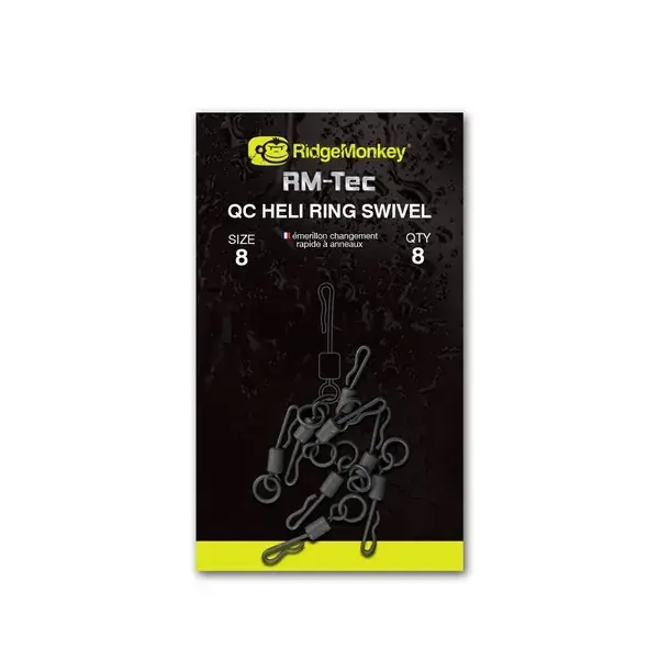 Weekendaanbieding RIDGEMONKEY RM-TEC QUICK CHANGE HELI RING SWIVEL SIZE11 KARIKÁS GYORSKAPOCS 10DB