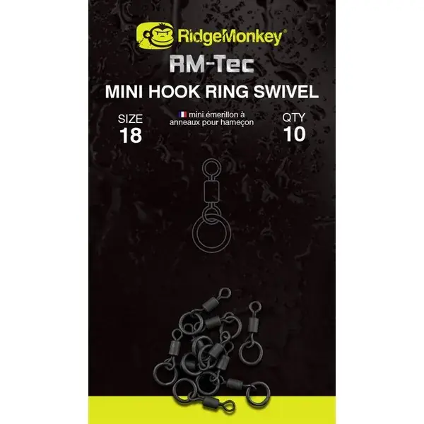 Uitverkoop RIDGEMONKEY RM-TEC MINI HOOK RING SWIVEL MIKRO KARIKÁS FORGÓ 10DB