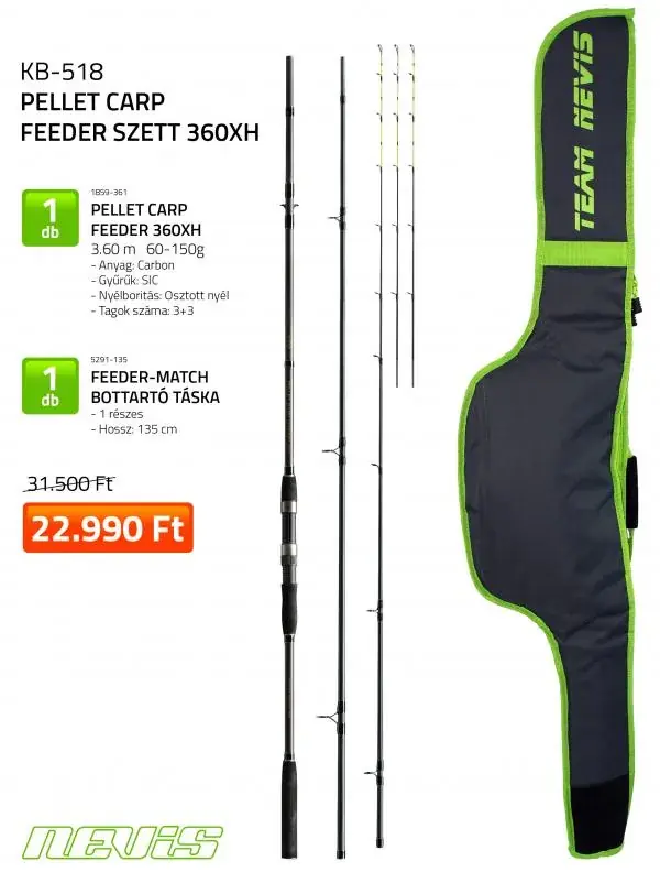 Nevis Pellet Carp 360 cm Feeder szett Tijdelijk Beschikbaar