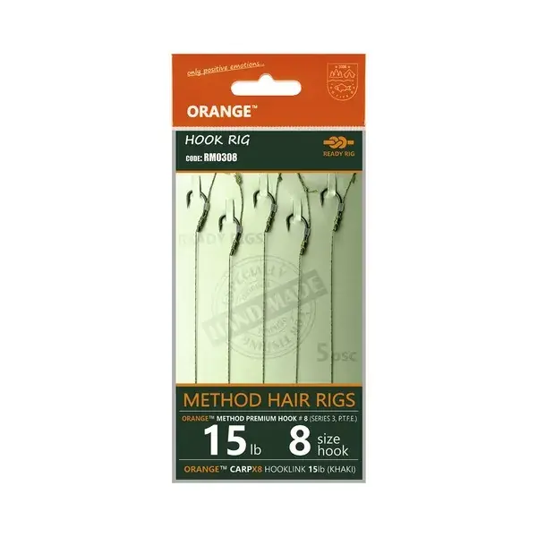 Gecertificeerd LIFE-ORANGE METHOD HAIR RIGS, (15LB, HOOK 12, SERIES 3), 5DB
