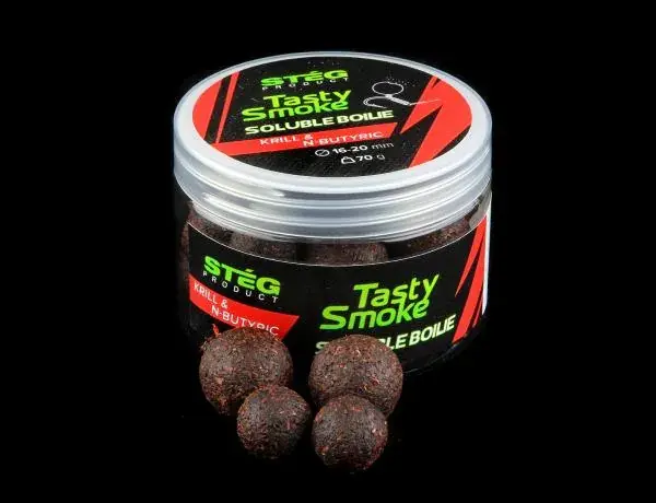 Fabrieksprijs Stég Smoke Soluble Boilie 16-20mm Krill & Vajsav 70gr horog bojli