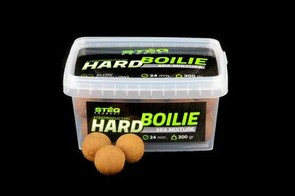 Beperkte Voorraad Stég Hard Boilie 24mm Sea Mixture 300gr (Krill-Tintahal-Lazac) Horog Bojli