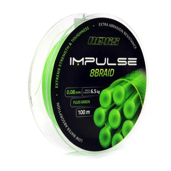 Hoge Kwaliteit Nevis Impulse 8Braid 100m 0,14mm fonott zsinór Fluo Green