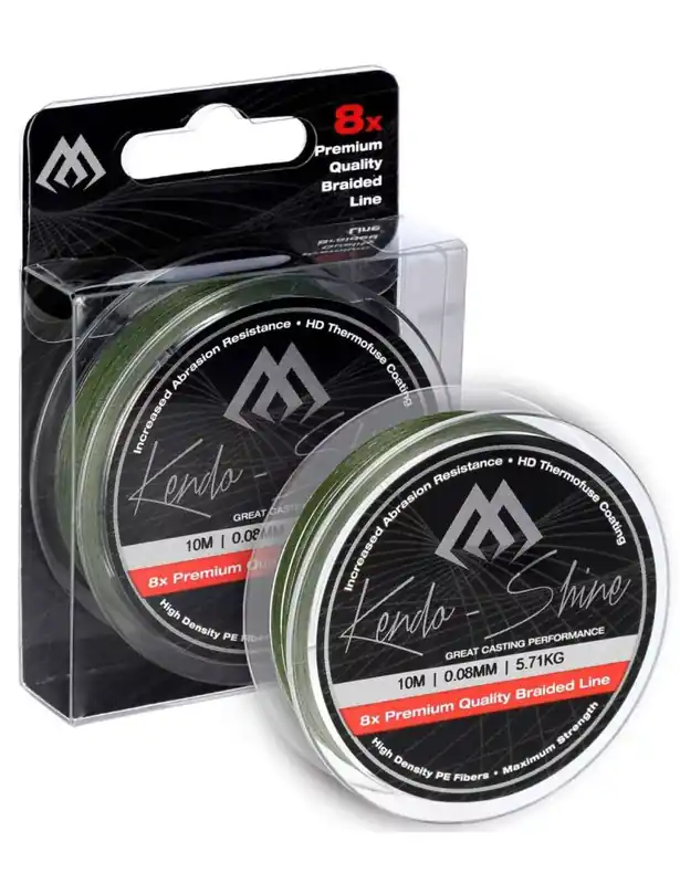 Mikado Kendo Shine Green 0.10mm 10m Fonott Előkezsinór - Bru Uitverkoop
