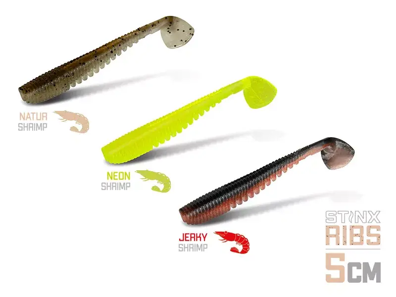 Gumihal Delphin B! StinxRIBS Shrimp / 20db 5cm / NEON - Br Hete Deal
