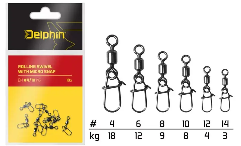 Laatste Kans Rolling swivel with micro snap /10db 6/12kg -