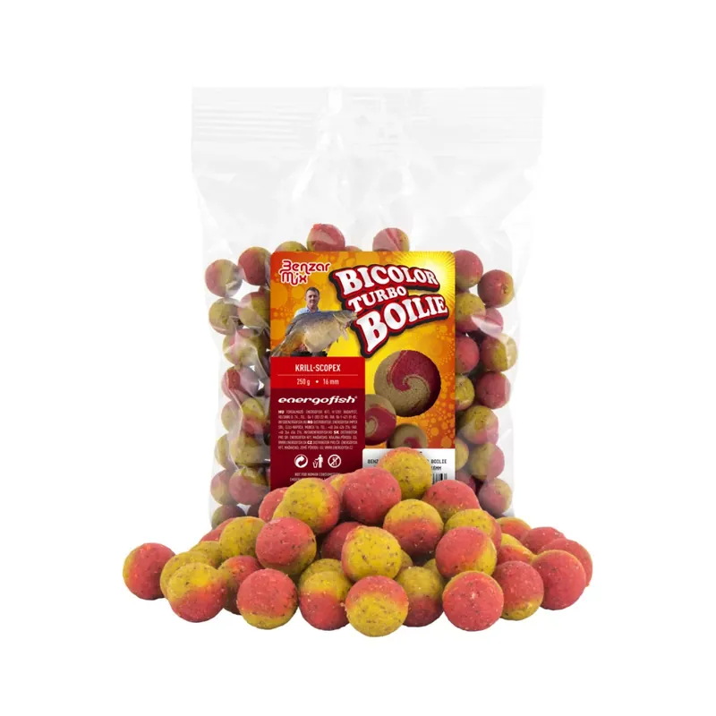 Aanbieding BENZAR TURBO BICOLOR BOILIE KRILL-SCOPEX 250G 16MM - Brutalf