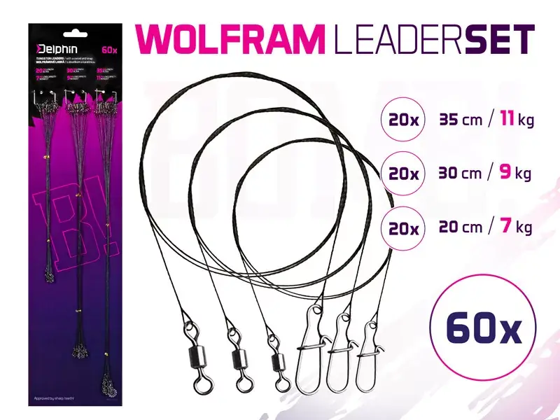 Szett BOMB! volfrám előke karabinerrel 60x /20,30,35cm/7,9 Direct Verzonden