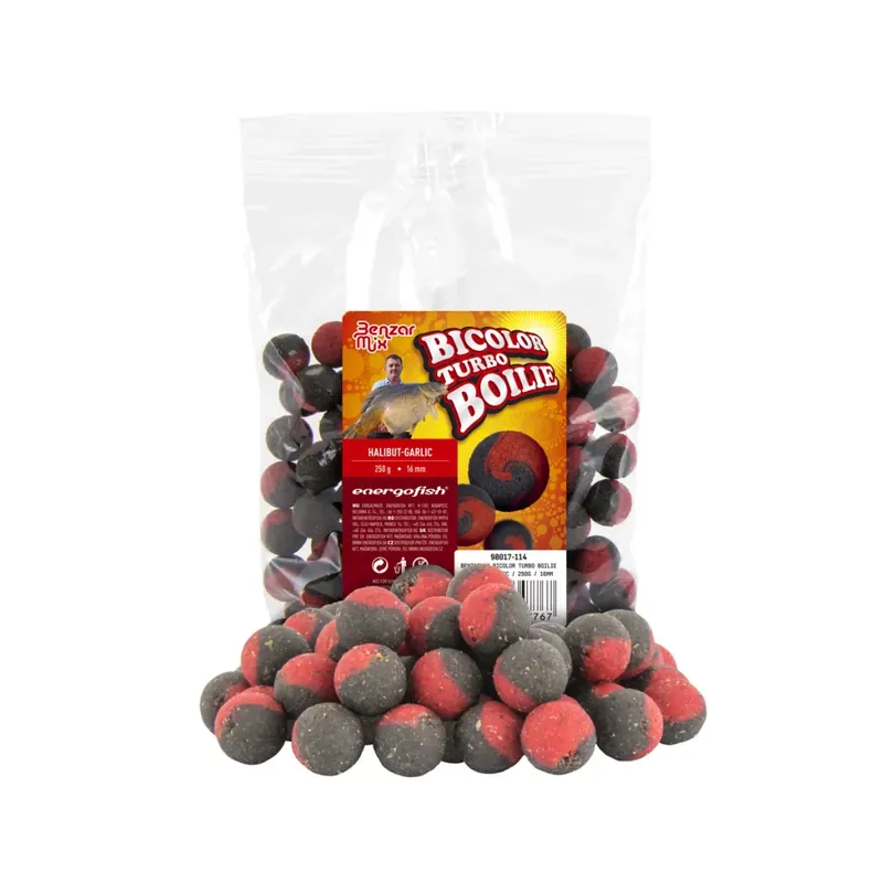 BENZAR TURBO BICOLOR BOILIE HALIBUT-FOKHAGYMA 250G 16MM - Br Direct Verzonden