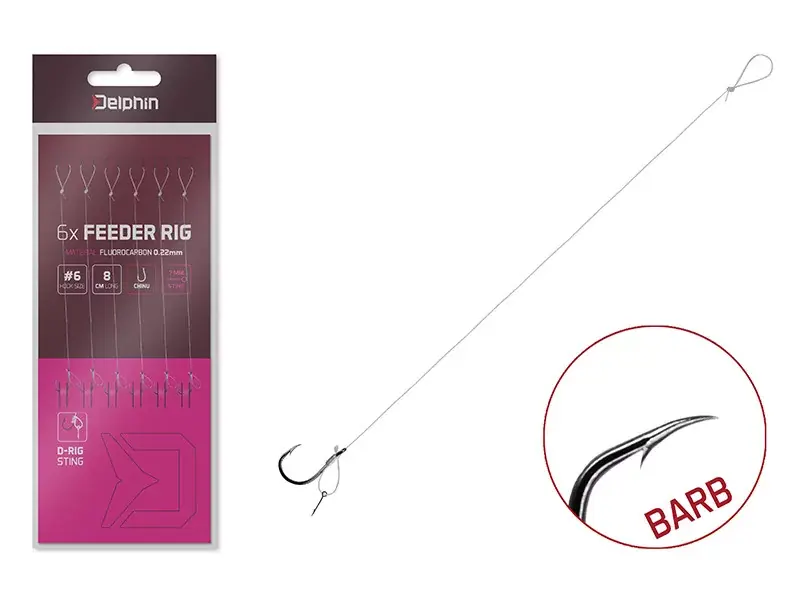 Beperkte Voorraad Kötött horog Delphin FLR D-rig / 6db 8cm/0,22mm/BARB 8/St