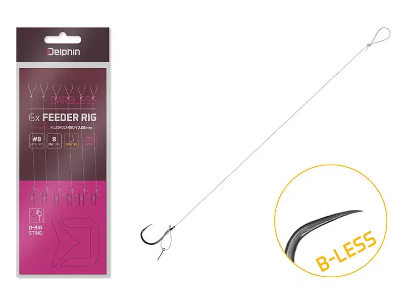 Kötött horog Delphin FLR D-rig / 6db 8cm/0,22mm/B-LESS 6/ Aanbieding
