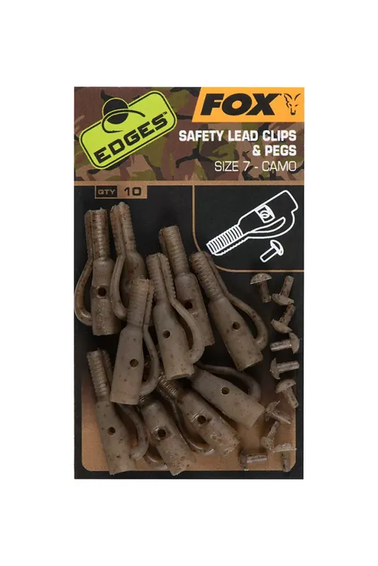 Laatste Versie Fox EDGES™ Camo Safety Lead Clip & Pegs (Size 7)-Edges Camo