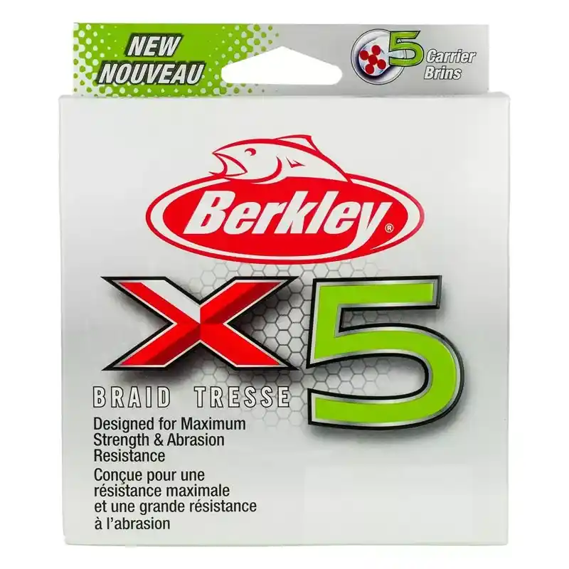 Berkley x5 Braid; 150m 164yd, 0,12mm, 12,1kg, Flame Green Nieuw