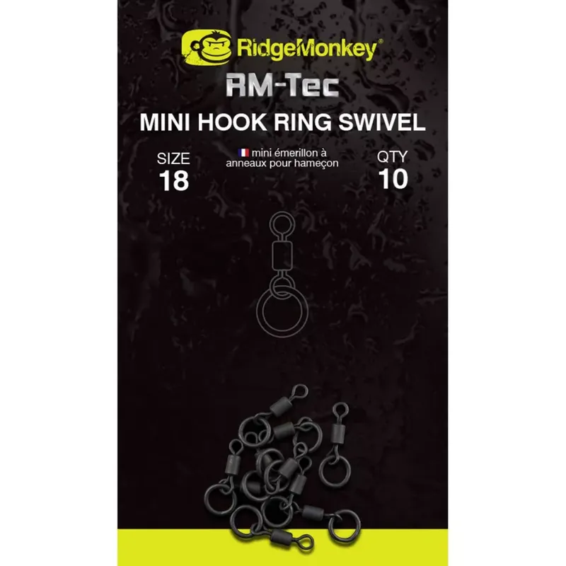 RIDGEMONKEY RM-TEC MINI HOOK RING SWIVEL MIKRO KARIKÁS FORGÓ Finale Uitverkoop