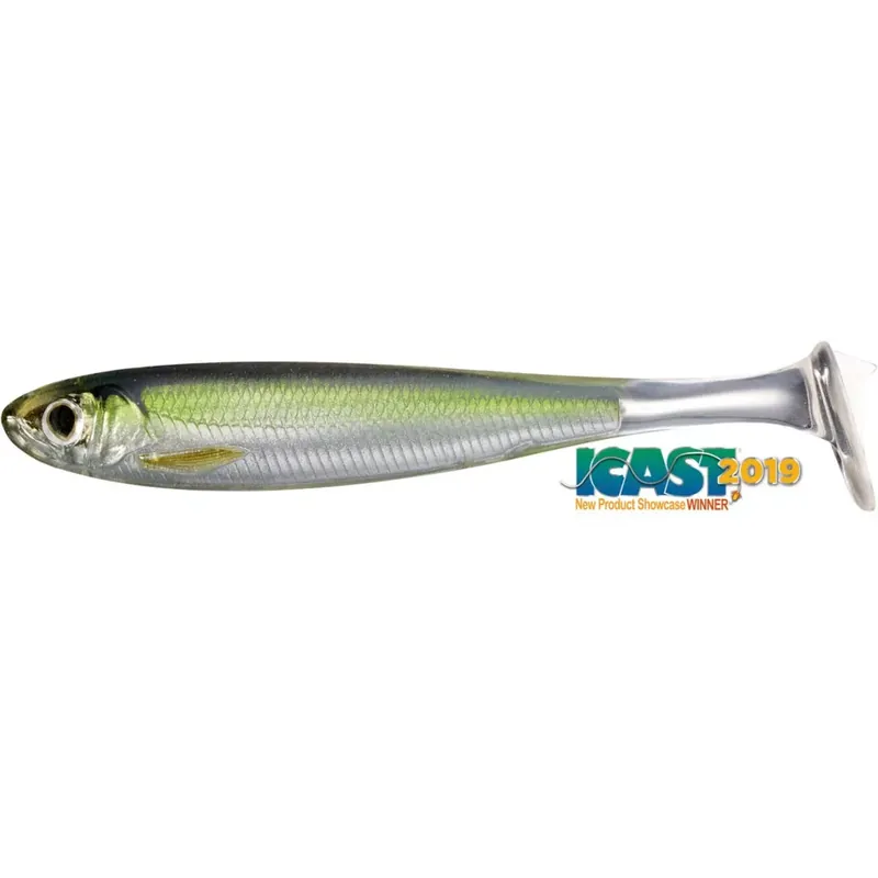 LIVETARGET SLOW-ROLL SHINER PADDLE TAIL SILVER/GREEN 100 MM Gereduceerde Prijs
