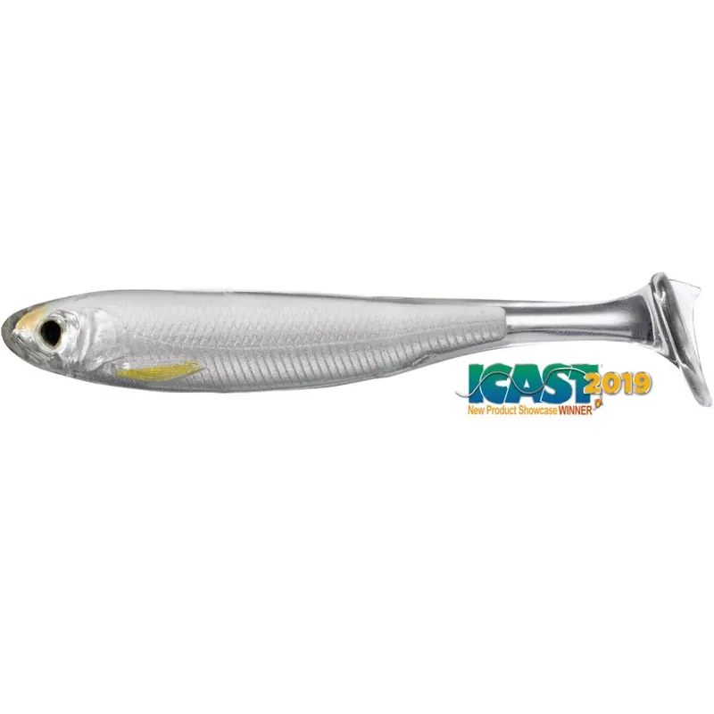 Koop Online LIVETARGET SLOW-ROLL SHINER PADDLE TAIL SILVER/PEARL 100 MM