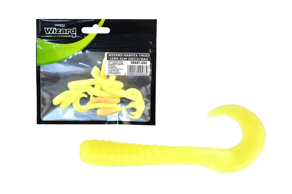 Speciale Aanbieding WIZARD HARPEX TWIST LIME 5CM 10PCS/BAG - Akcios